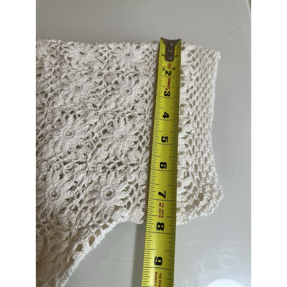 Handmade Top Women's 100% Cotton White Crochet Granny Square Cover Up Size M-L - Picture 5 of 13